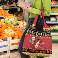 Carmarthenshire Wales Christmas Grocery Bag Funny Welsh Red Dragon Beer Xmas - Wonder Print Shop