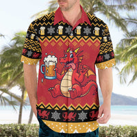 Carmarthenshire Wales Christmas Hawaiian Shirt Funny Welsh Red Dragon Beer Xmas - Wonder Print Shop