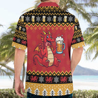 Carmarthenshire Wales Christmas Hawaiian Shirt Funny Welsh Red Dragon Beer Xmas - Wonder Print Shop