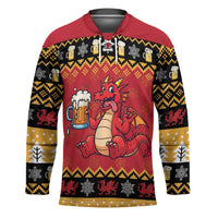 Carmarthenshire Wales Christmas Hockey Jersey Funny Welsh Red Dragon Beer Xmas - Wonder Print Shop