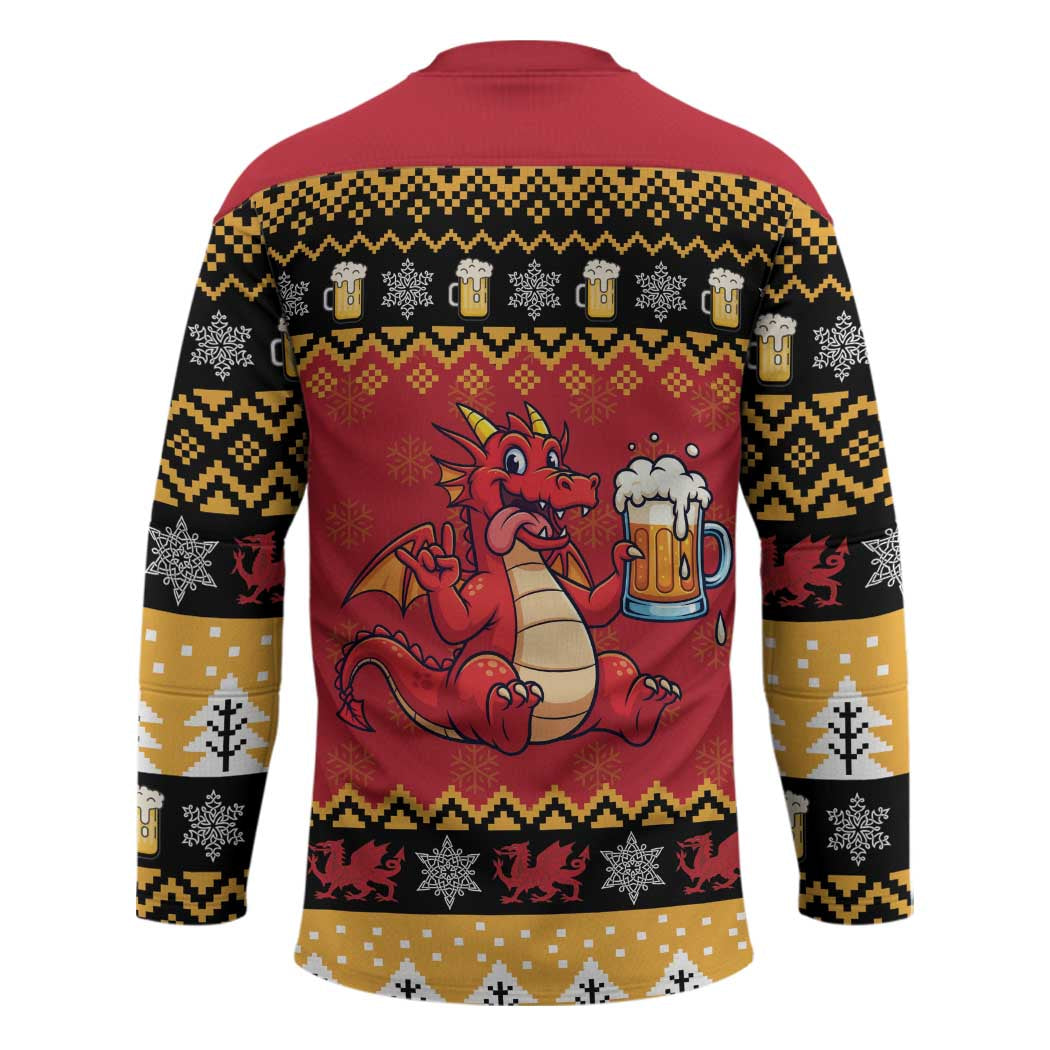 Carmarthenshire Wales Christmas Hockey Jersey Funny Welsh Red Dragon Beer Xmas - Wonder Print Shop