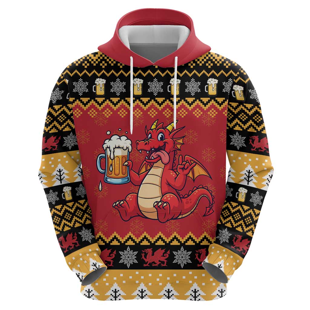 Carmarthenshire Wales Christmas Hoodie Funny Welsh Red Dragon Beer Xmas - Wonder Print Shop
