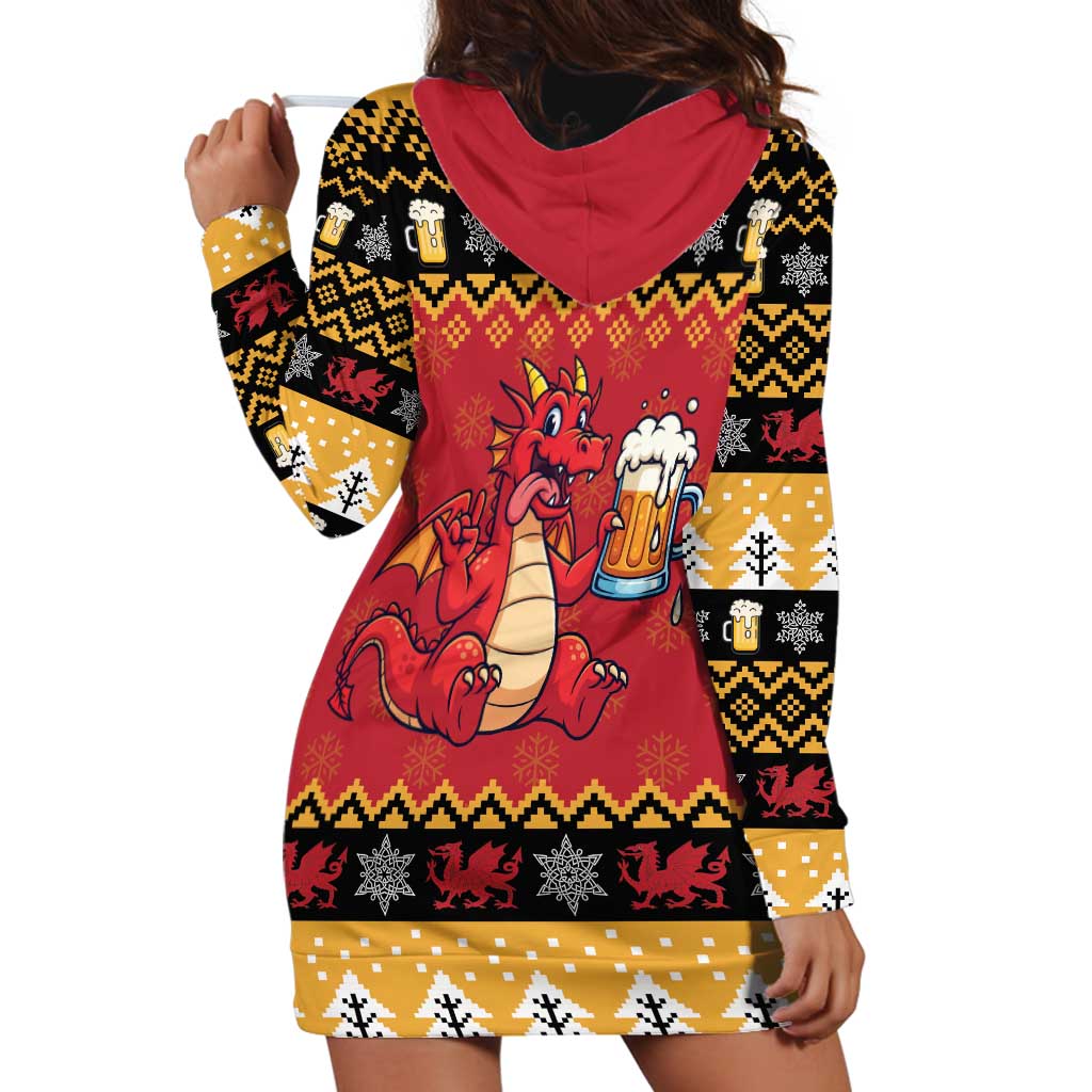 Carmarthenshire Wales Christmas Hoodie Dress Funny Welsh Red Dragon Beer Xmas - Wonder Print Shop