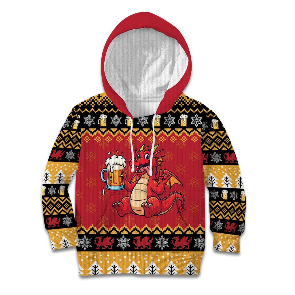Carmarthenshire Wales Christmas Kid Hoodie Funny Welsh Red Dragon Beer Xmas - Wonder Print Shop