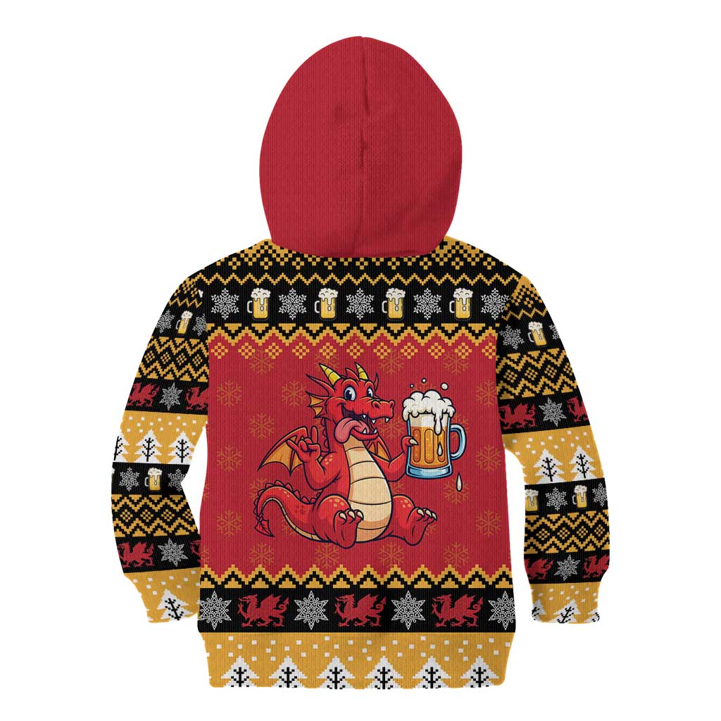 Carmarthenshire Wales Christmas Kid Hoodie Funny Welsh Red Dragon Beer Xmas - Wonder Print Shop