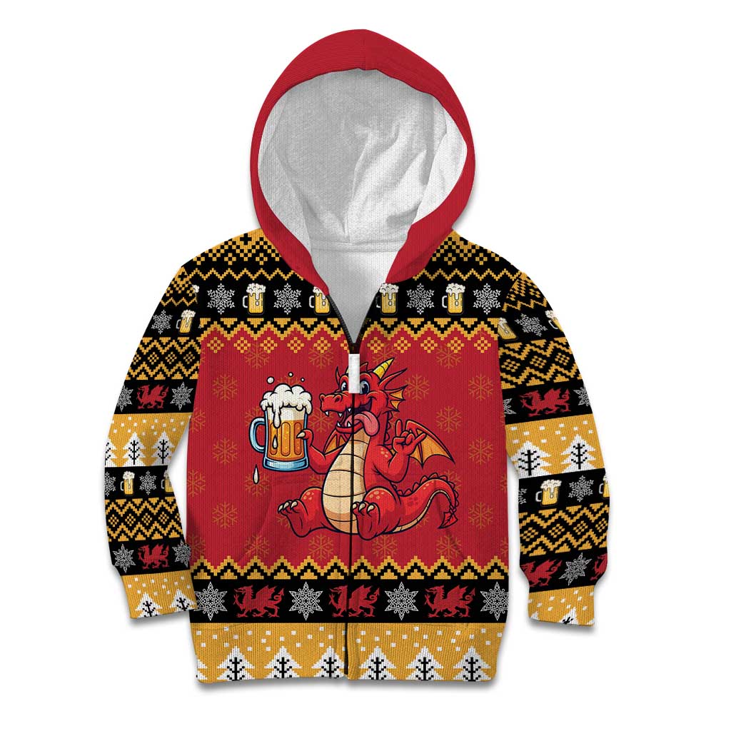 Carmarthenshire Wales Christmas Kid Hoodie Funny Welsh Red Dragon Beer Xmas - Wonder Print Shop