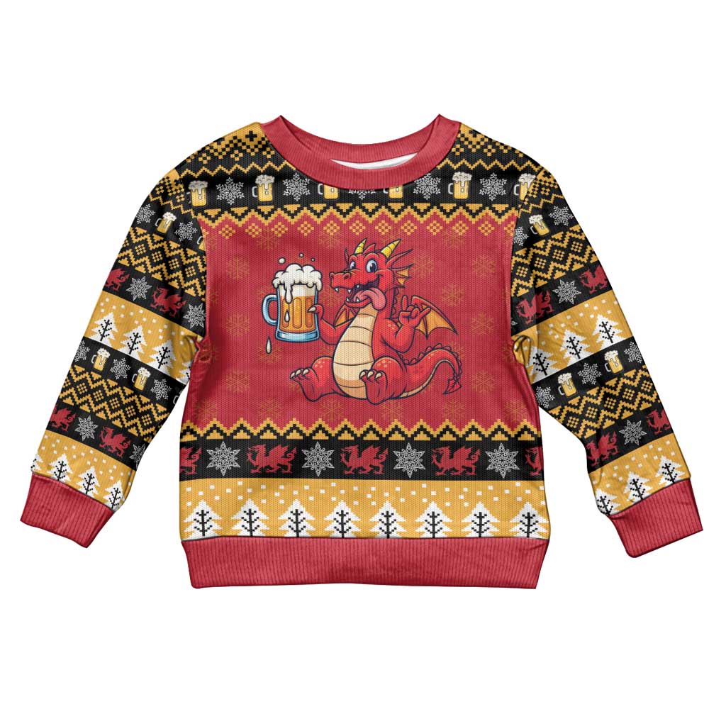 Carmarthenshire Wales Christmas Kid Ugly Christmas Sweater Funny Welsh Red Dragon Beer Xmas - Wonder Print Shop