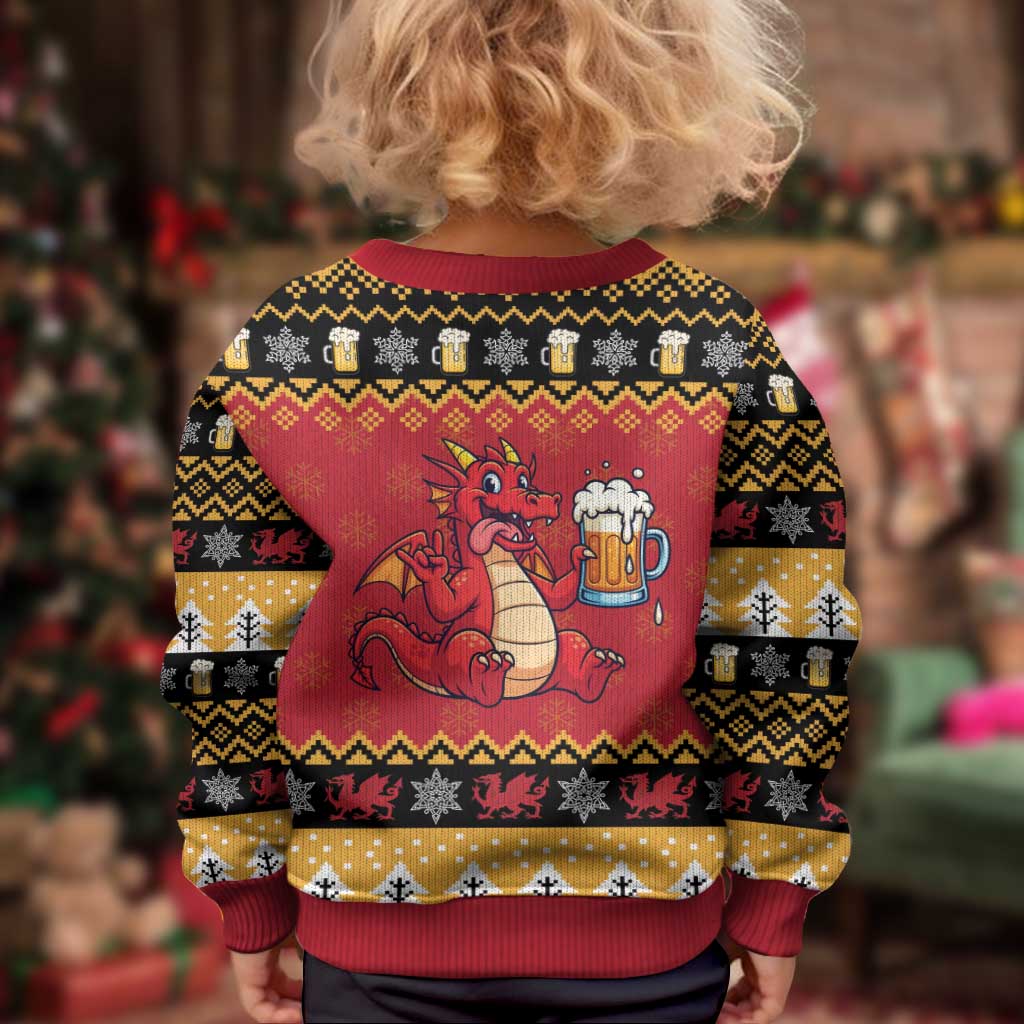 Carmarthenshire Wales Christmas Kid Ugly Christmas Sweater Funny Welsh Red Dragon Beer Xmas - Wonder Print Shop
