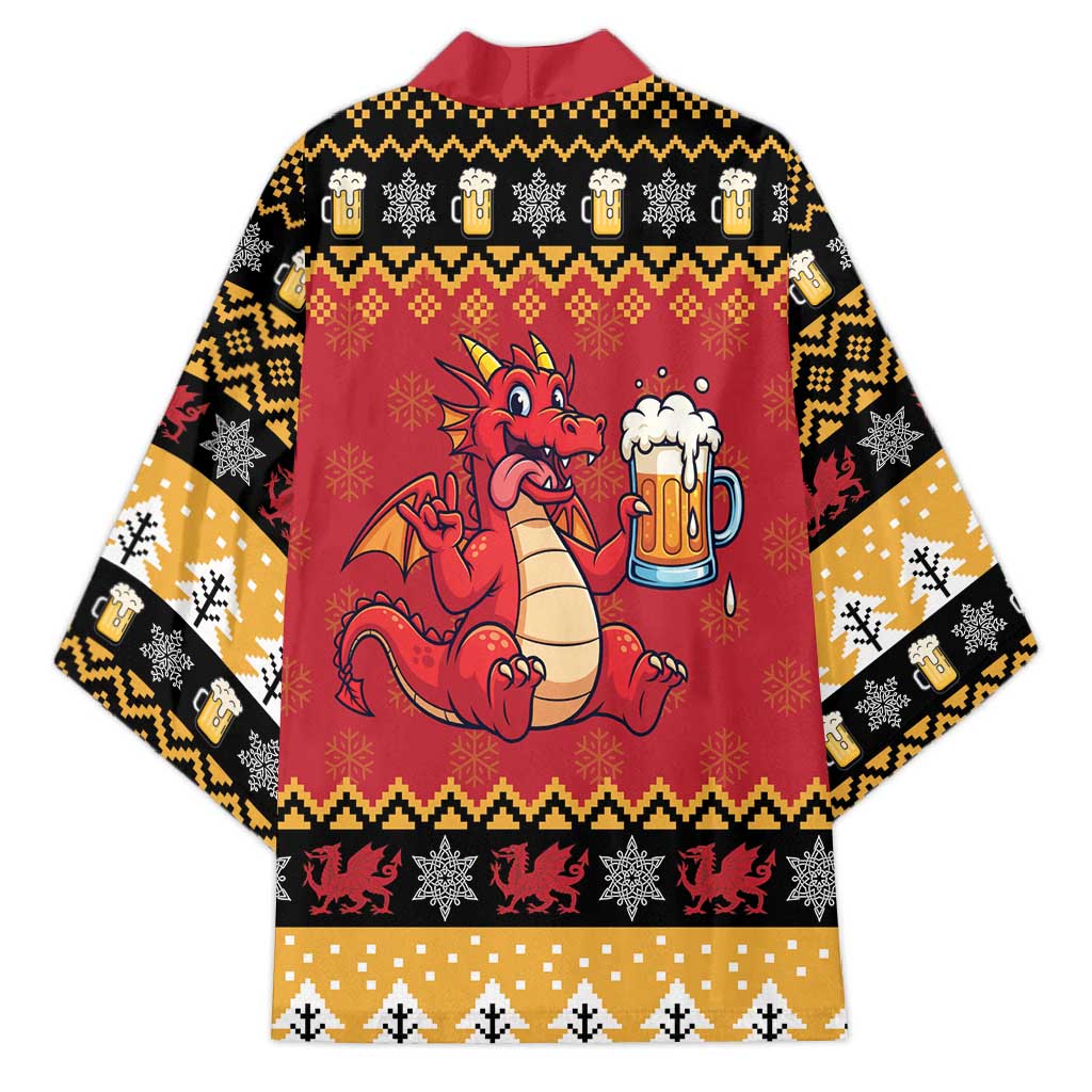 Carmarthenshire Wales Christmas Kimono Funny Welsh Red Dragon Beer Xmas - Wonder Print Shop