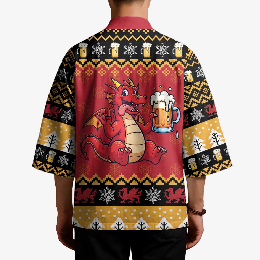 Carmarthenshire Wales Christmas Kimono Funny Welsh Red Dragon Beer Xmas - Wonder Print Shop