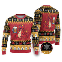 Carmarthenshire Wales Christmas Ugly Christmas Sweater Funny Welsh Red Dragon Beer Xmas - Wonder Print Shop