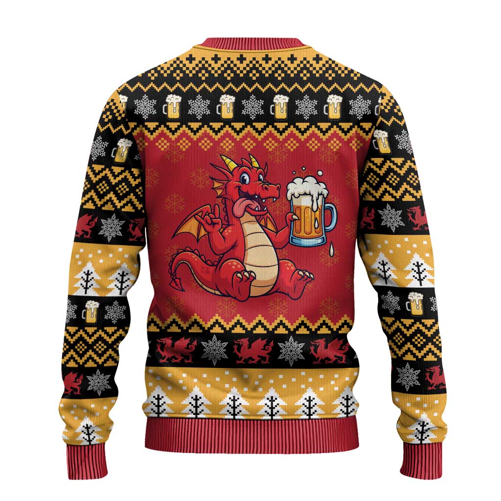 Carmarthenshire Wales Christmas Ugly Christmas Sweater Funny Welsh Red Dragon Beer Xmas - Wonder Print Shop