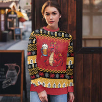Carmarthenshire Wales Christmas Ugly Christmas Sweater Funny Welsh Red Dragon Beer Xmas - Wonder Print Shop