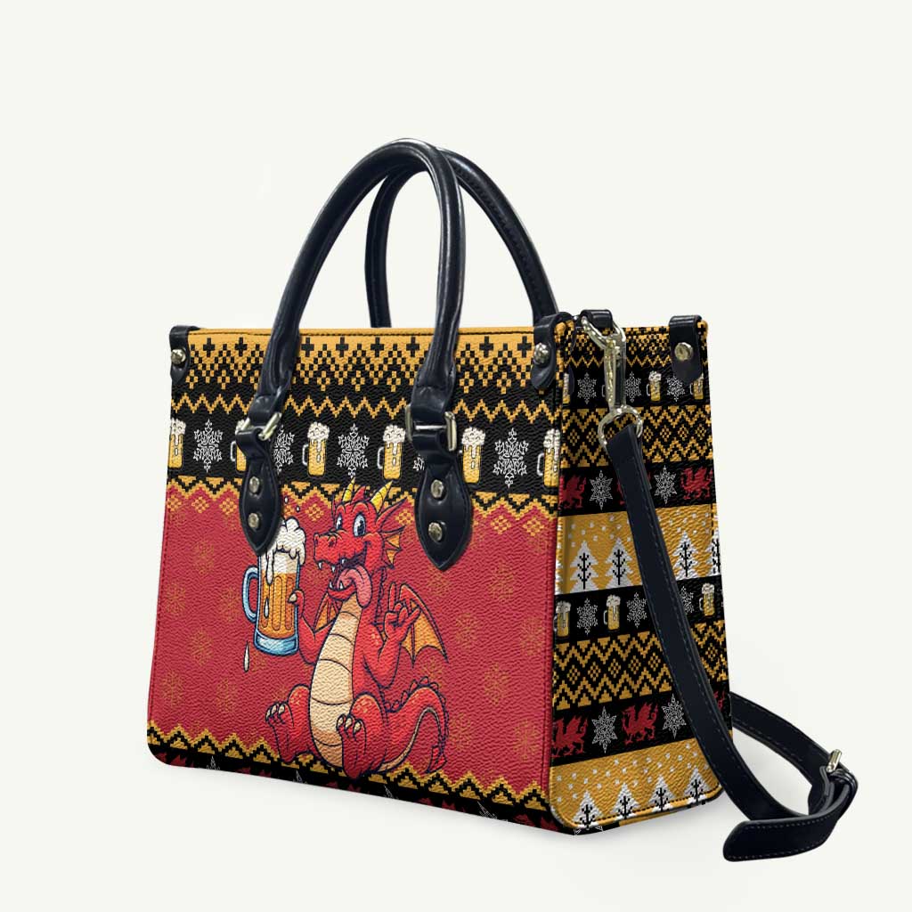 Carmarthenshire Wales Christmas Leather Bag Funny Welsh Red Dragon Beer Xmas - Wonder Print Shop