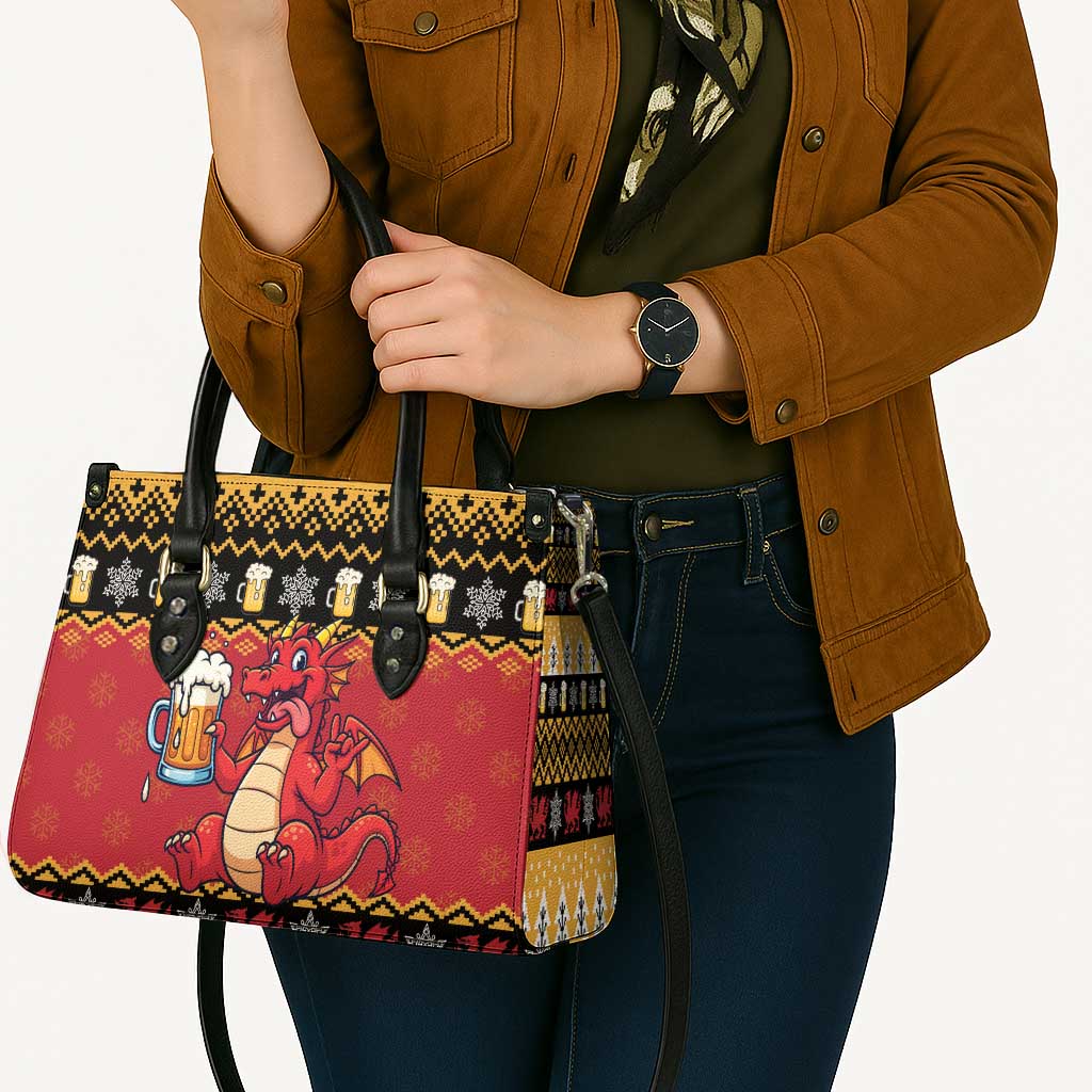 Carmarthenshire Wales Christmas Leather Bag Funny Welsh Red Dragon Beer Xmas - Wonder Print Shop