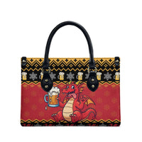 Carmarthenshire Wales Christmas Leather Bag Funny Welsh Red Dragon Beer Xmas - Wonder Print Shop