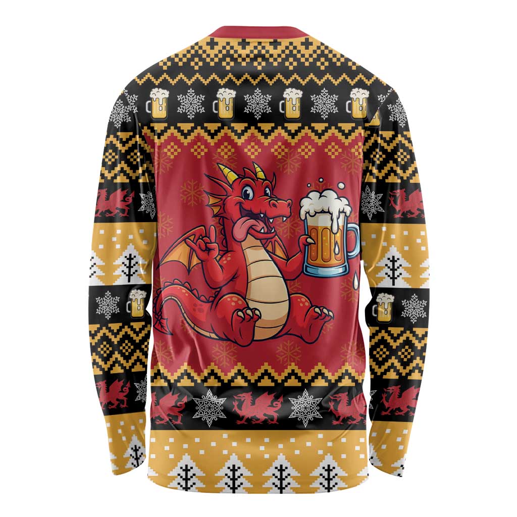 Carmarthenshire Wales Christmas Long Sleeve Shirt Funny Welsh Red Dragon Beer Xmas - Wonder Print Shop