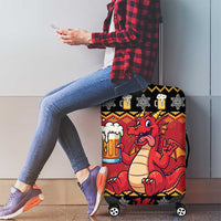 Carmarthenshire Wales Christmas Luggage Cover Funny Welsh Red Dragon Beer Xmas - Wonder Print Shop