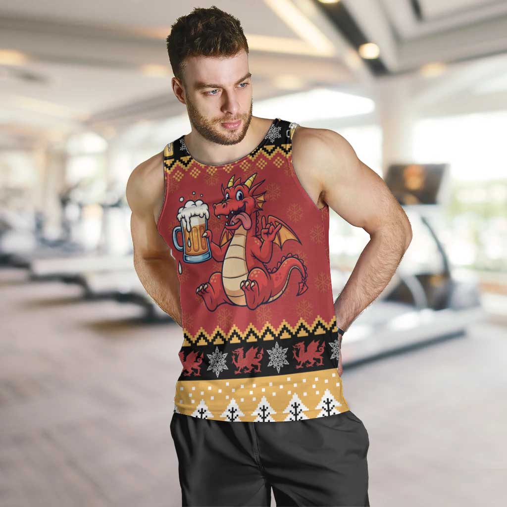 Carmarthenshire Wales Christmas Men Tank Top Funny Welsh Red Dragon Beer Xmas - Wonder Print Shop