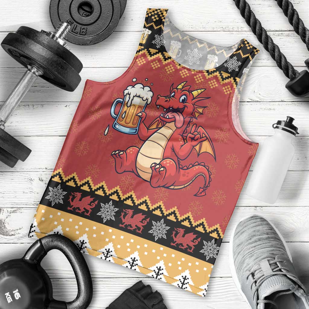 Carmarthenshire Wales Christmas Men Tank Top Funny Welsh Red Dragon Beer Xmas - Wonder Print Shop