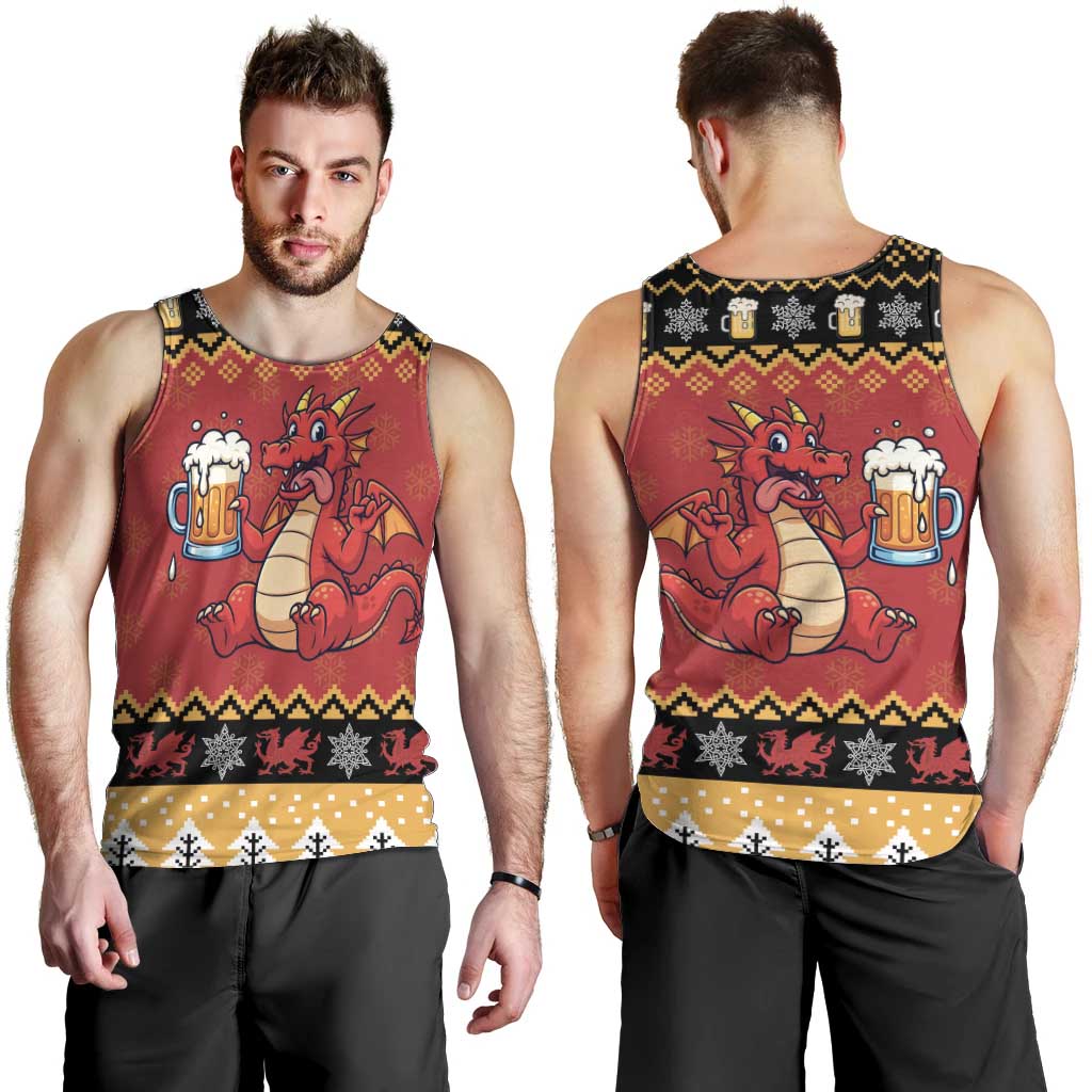 Carmarthenshire Wales Christmas Men Tank Top Funny Welsh Red Dragon Beer Xmas - Wonder Print Shop