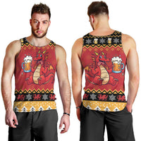 Carmarthenshire Wales Christmas Men Tank Top Funny Welsh Red Dragon Beer Xmas - Wonder Print Shop