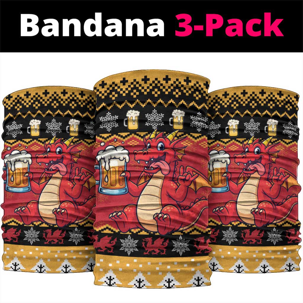 Carmarthenshire Wales Christmas Neck Gaiter Funny Welsh Red Dragon Beer Xmas - Wonder Print Shop