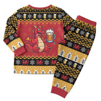 Carmarthenshire Wales Christmas Pajama Set Funny Welsh Red Dragon Beer Xmas - Wonder Print Shop