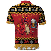Carmarthenshire Wales Christmas Polo Shirt Funny Welsh Red Dragon Beer Xmas - Wonder Print Shop
