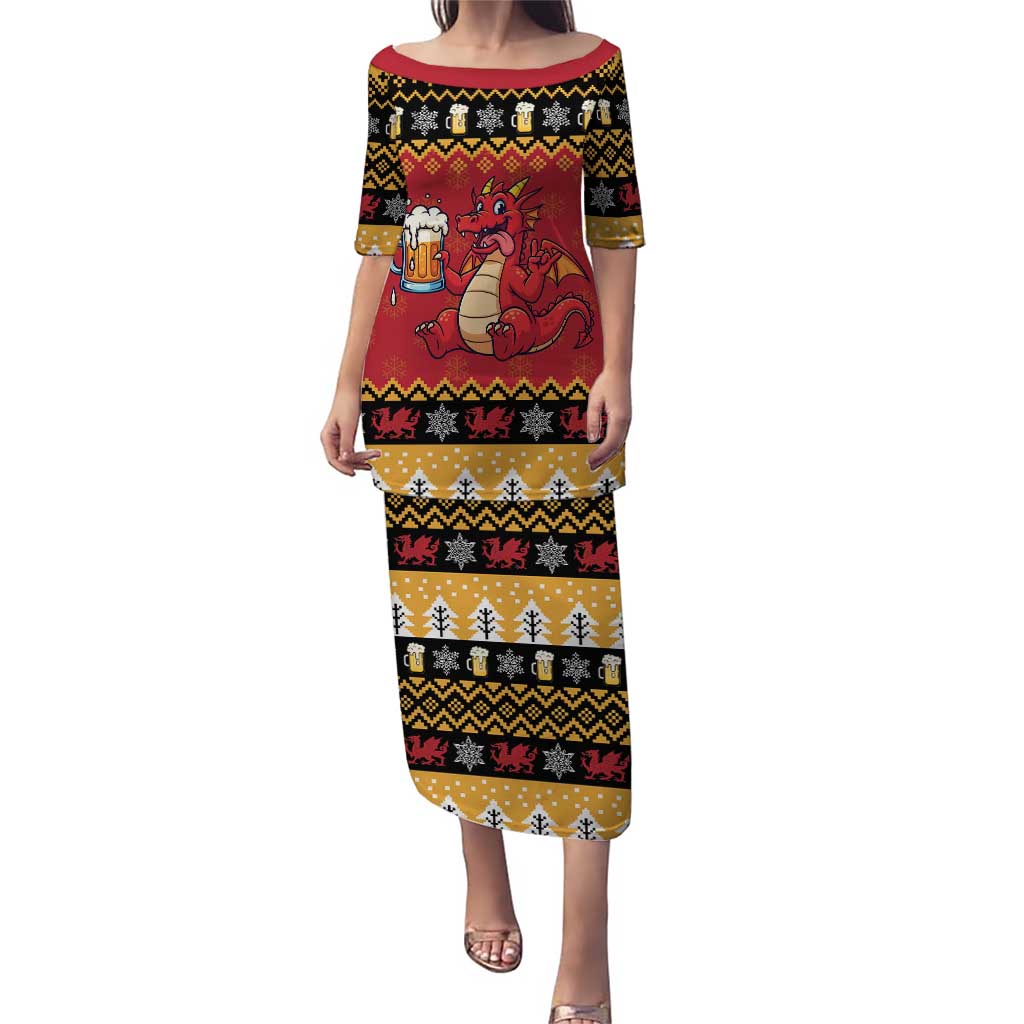 Carmarthenshire Wales Christmas Puletasi Funny Welsh Red Dragon Beer Xmas - Wonder Print Shop