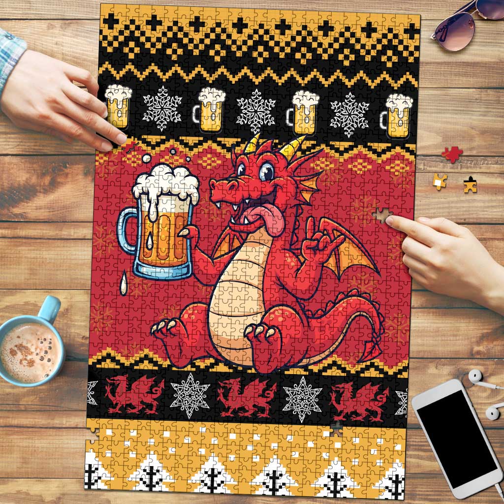 Carmarthenshire Wales Christmas Puzzle Funny Welsh Red Dragon Beer Xmas - Wonder Print Shop