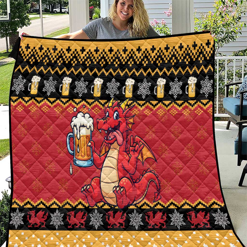 Carmarthenshire Wales Christmas Quilt Funny Welsh Red Dragon Beer Xmas - Wonder Print Shop