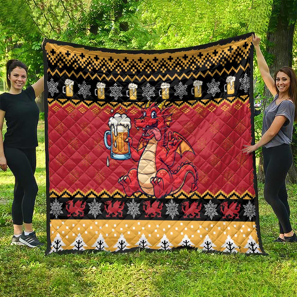 Carmarthenshire Wales Christmas Quilt Funny Welsh Red Dragon Beer Xmas - Wonder Print Shop