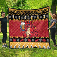 Carmarthenshire Wales Christmas Quilt Funny Welsh Red Dragon Beer Xmas - Wonder Print Shop