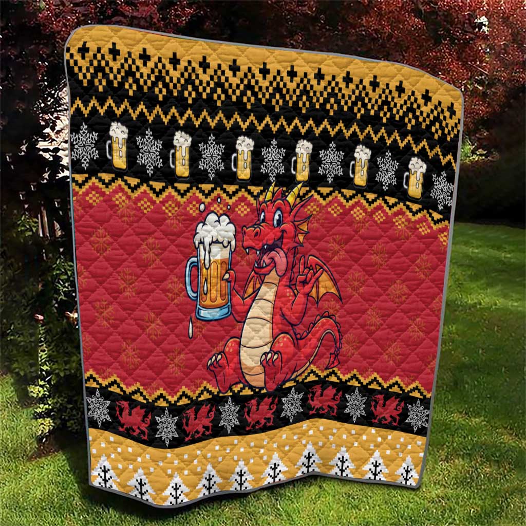 Carmarthenshire Wales Christmas Quilt Funny Welsh Red Dragon Beer Xmas - Wonder Print Shop