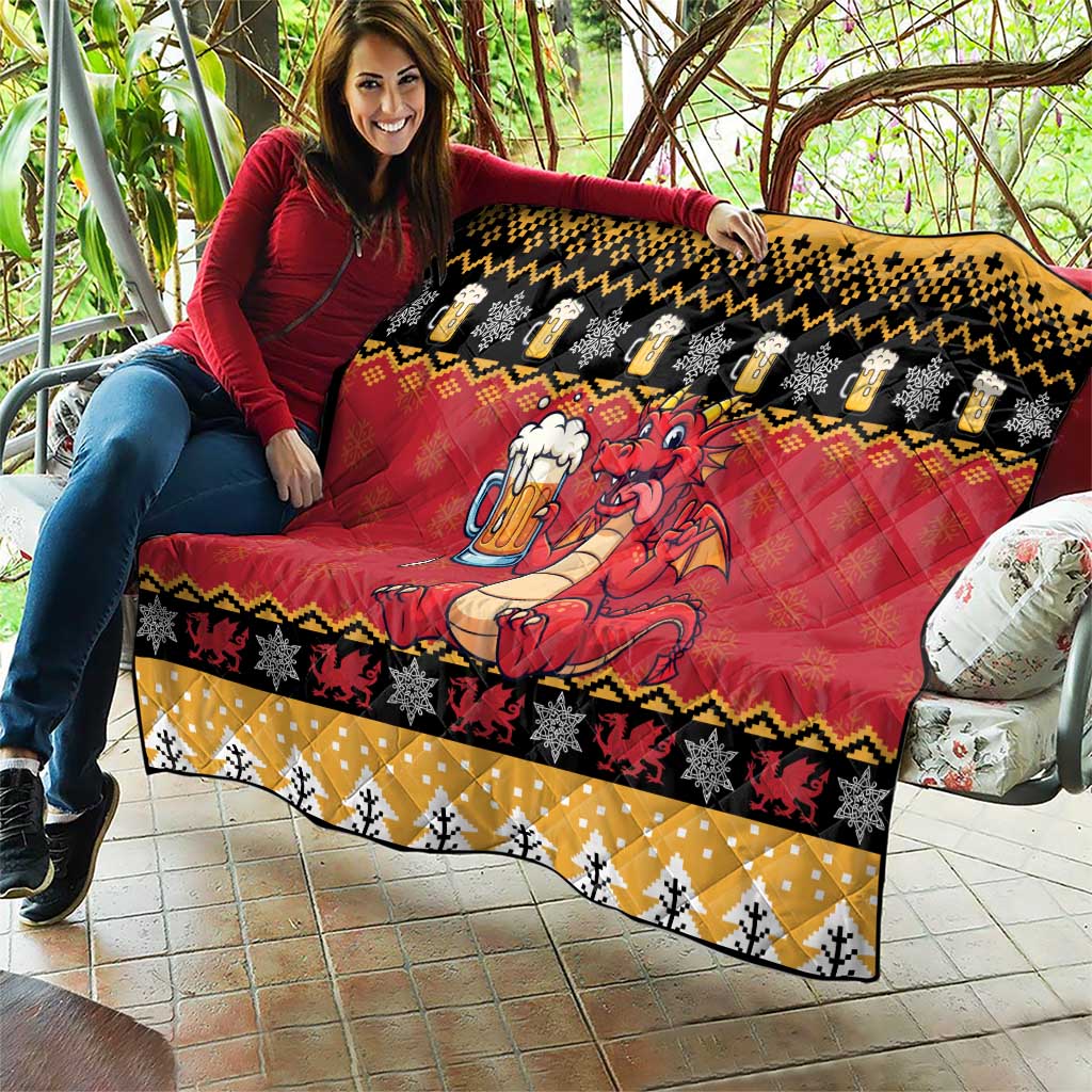 Carmarthenshire Wales Christmas Quilt Funny Welsh Red Dragon Beer Xmas - Wonder Print Shop