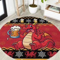 Carmarthenshire Wales Christmas Round Carpet Funny Welsh Red Dragon Beer Xmas - Wonder Print Shop