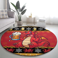 Carmarthenshire Wales Christmas Round Carpet Funny Welsh Red Dragon Beer Xmas - Wonder Print Shop