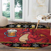 Carmarthenshire Wales Christmas Round Carpet Funny Welsh Red Dragon Beer Xmas - Wonder Print Shop