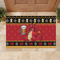 Carmarthenshire Wales Christmas Rubber Doormat Funny Welsh Red Dragon Beer Xmas - Wonder Print Shop
