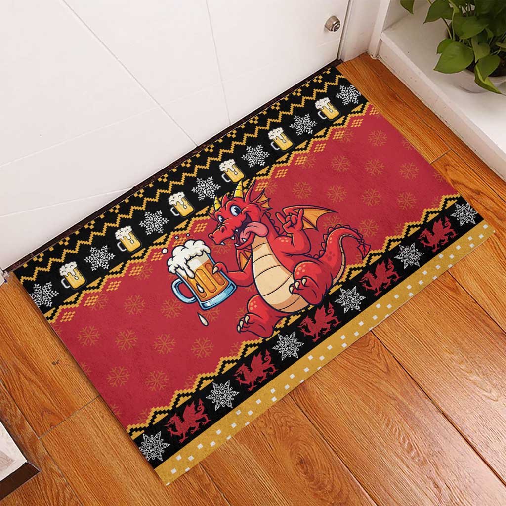 Carmarthenshire Wales Christmas Rubber Doormat Funny Welsh Red Dragon Beer Xmas - Wonder Print Shop