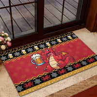 Carmarthenshire Wales Christmas Rubber Doormat Funny Welsh Red Dragon Beer Xmas - Wonder Print Shop