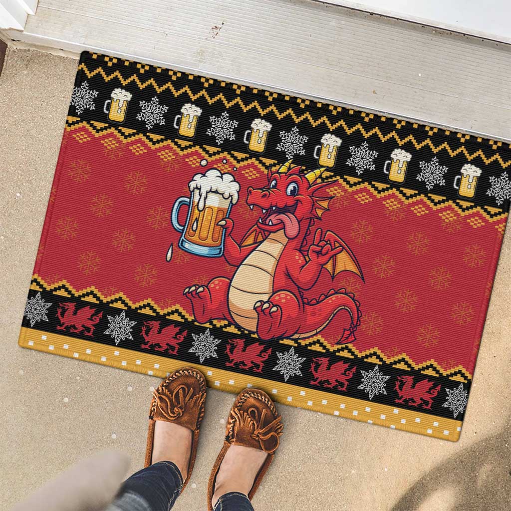 Carmarthenshire Wales Christmas Rubber Doormat Funny Welsh Red Dragon Beer Xmas - Wonder Print Shop