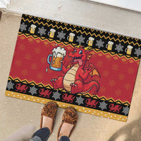 Carmarthenshire Wales Christmas Rubber Doormat Funny Welsh Red Dragon Beer Xmas - Wonder Print Shop