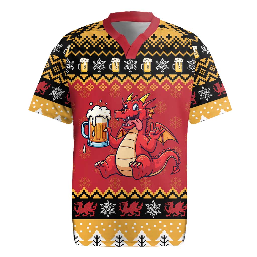 Carmarthenshire Wales Christmas Rugby Jersey Funny Welsh Red Dragon Beer Xmas - Wonder Print Shop