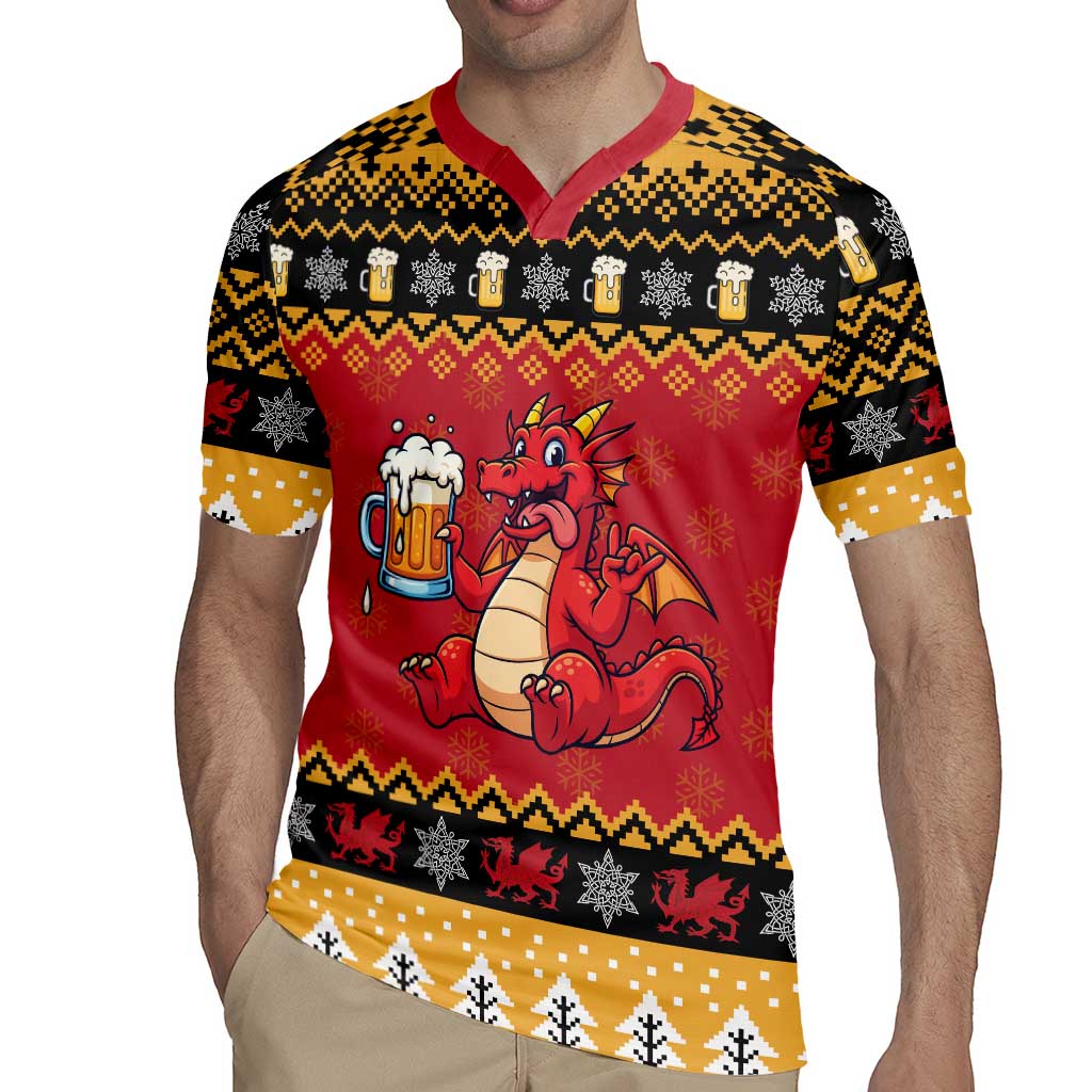Carmarthenshire Wales Christmas Rugby Jersey Funny Welsh Red Dragon Beer Xmas - Wonder Print Shop