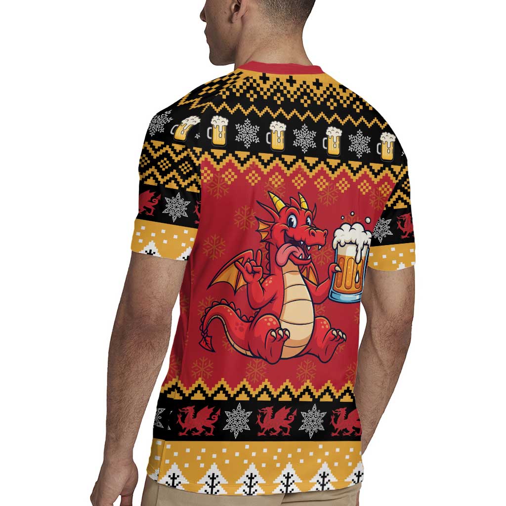 Carmarthenshire Wales Christmas Rugby Jersey Funny Welsh Red Dragon Beer Xmas - Wonder Print Shop