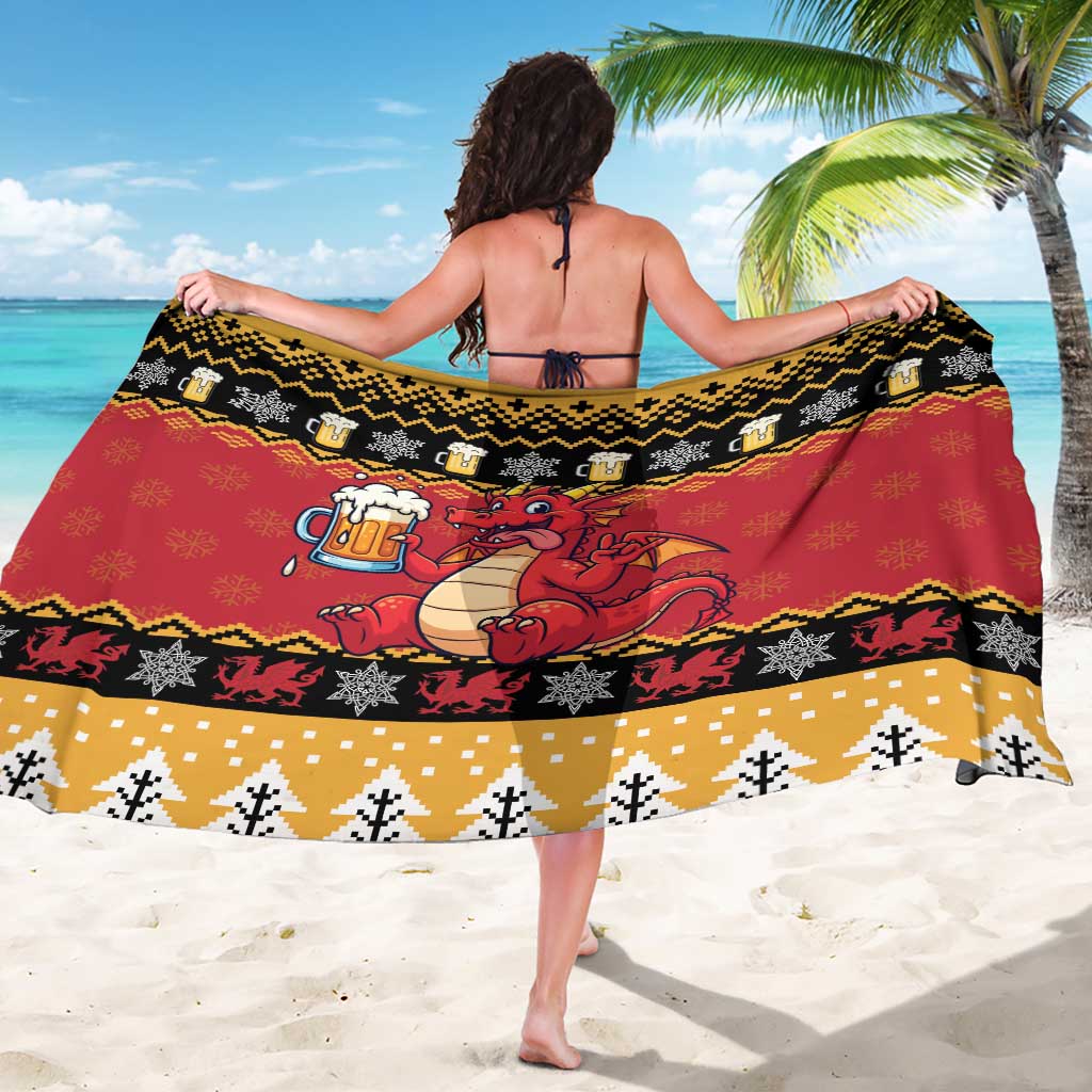 Carmarthenshire Wales Christmas Sarong Funny Welsh Red Dragon Beer Xmas - Wonder Print Shop