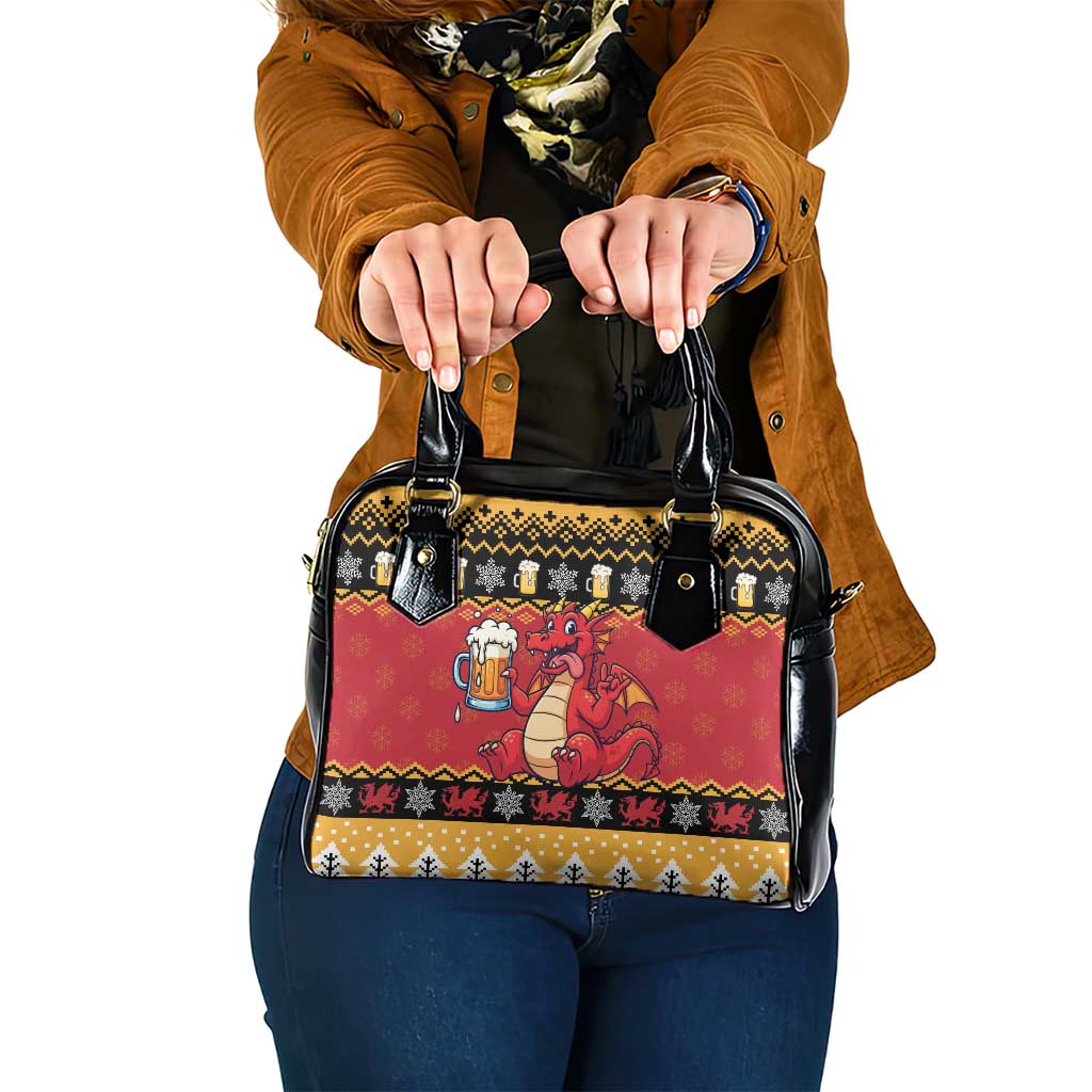 Carmarthenshire Wales Christmas Shoulder Handbag Funny Welsh Red Dragon Beer Xmas - Wonder Print Shop