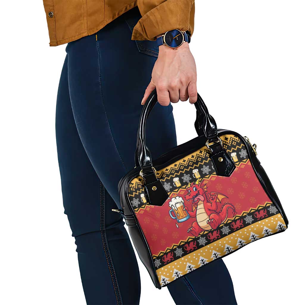 Carmarthenshire Wales Christmas Shoulder Handbag Funny Welsh Red Dragon Beer Xmas - Wonder Print Shop